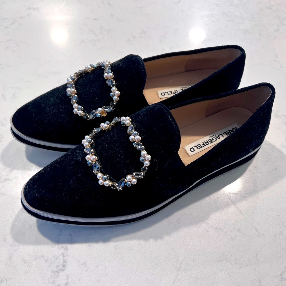 Karl Lagerfeld velvet loafers size 7